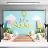 Lofaris Summer Fun Balls Ice Cream Beach Holiday Backdrop